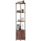 5-Tier Black Brown Wooden Adjustable LED Lights Corner Shelf with Doors and Metal Frame for Living Room